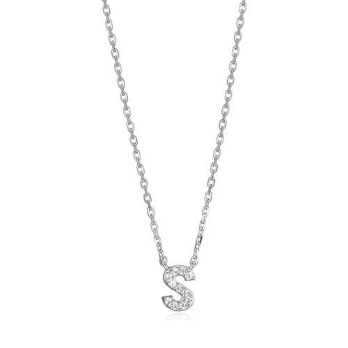 Diamondlite Cubic Zirconia Mini Initial S Necklace - Silver
