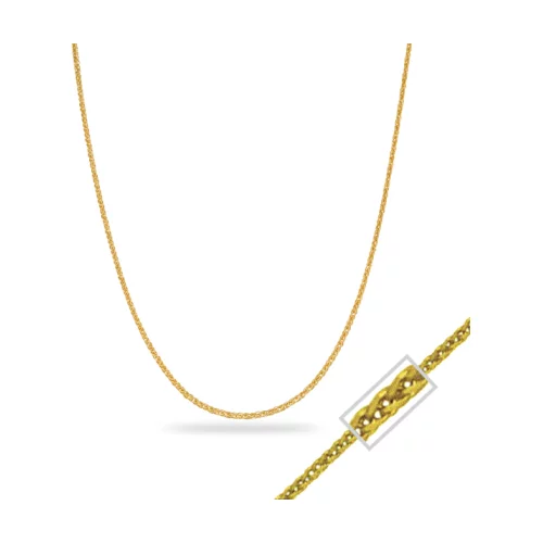 18" 14K Yellow Gold Square Wheat Chain Necklaces - 1.8gm