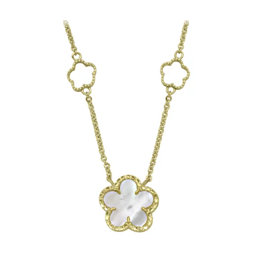 10K Silver Flower Fashion Pendants with Gold Finished Border