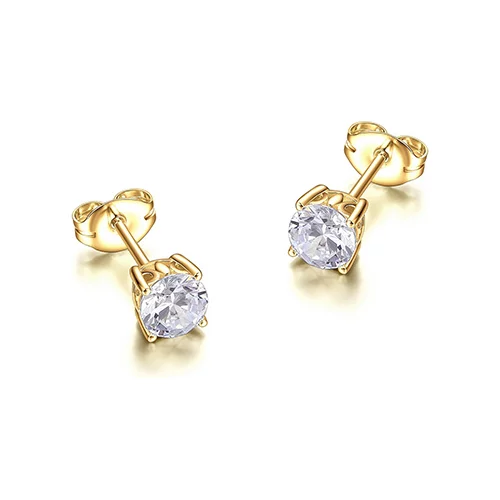 Diamondlite Cubic Zirconia 5mm Round Stud Earrings - Gold