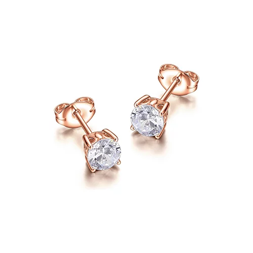 Diamondlite Cubic Zirconia Round Stud Earrings - Rose Gold