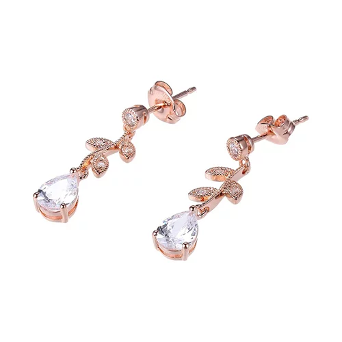 Diamondlite Cubic Zirconia 7 x 5mm Pear Drop Vine Earrings in Rose Gold
