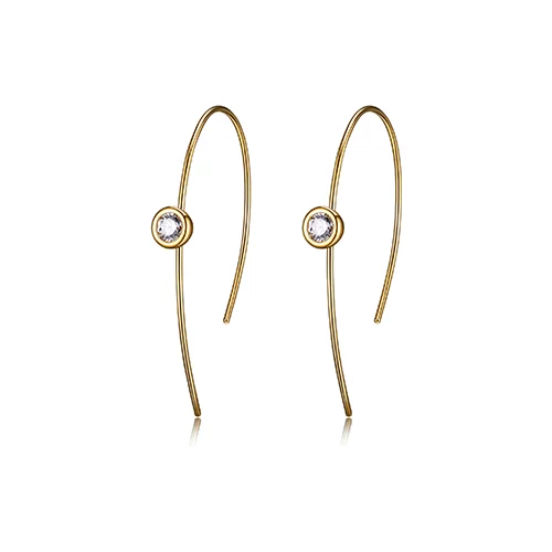 Diamondlite Cubic Zirconia 4.5mm Round Bezel Set U Hoop Earrings - Gold