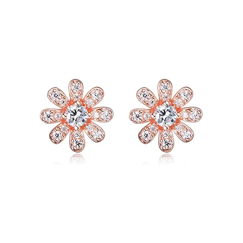 Diamondlite Cubic Zirconia Daisy Flower Stud Earrings - Rose Gold