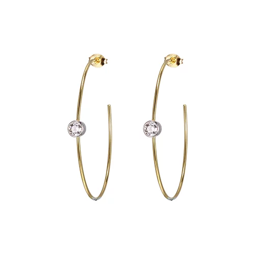 Diamondlite Cubic Zirconia 45mm Bezel Set Open Hoop Earring - Silver and Gold