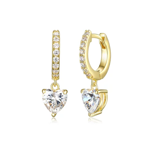 Diamondlite Cubic Zirconia Heart Huggie Hoop Earrings - Gold