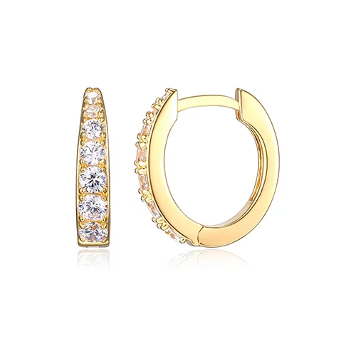 Diamondlite Cubic Zirconia Graduated Channel Set 15mm Oval Hoop Earrings - Gold