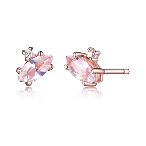 Diamondlite Cubic Zirconia and Morganite Marquise Stud Earrings - Rose Gold