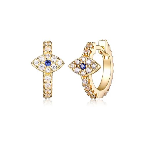 Diamondlite Cubic Zirconia & Created Sapphire Evil Eye 13x15mm Hoop Earrings - Gold