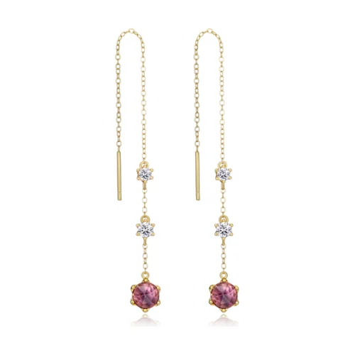 Fleur De Vie Diamondlite Cubic Zirconia Genuine Brazil Amethyst Threader Earrings - Gold