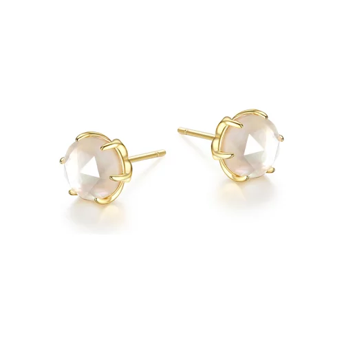 Diamondlite Cubic Zirconia, Crystal and Mother of Pearl Doublet Stud Earrings - Gold