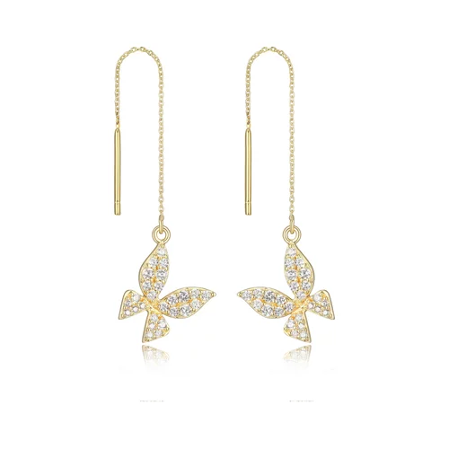 Diamondlite Cubic Zirconia Butterfly Threader Earrings - Gold
