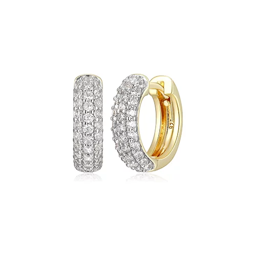 Diamondlite Cubic Zirconia 15mm Wide Pave Huggie Hoop Earrings - Gold