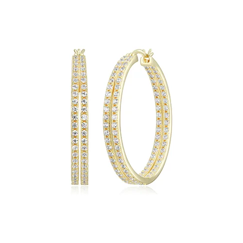 Diamondlite Cubic Zirconia 35mm Split Hoop Earrings - Gold