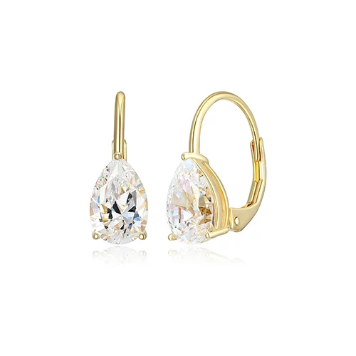 Diamondlite Cubic Zirconia 9x6mm Pear Leverback Earrings - Gold
