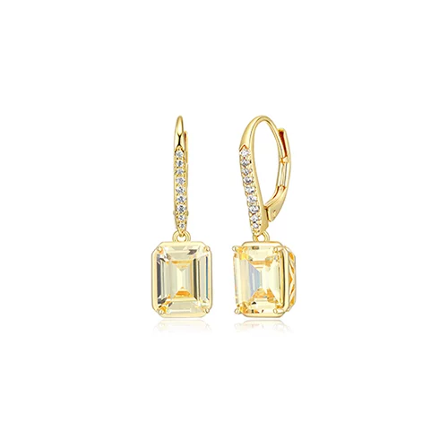 Diamondlite Cubic Zirconia Emerald Leverback Earrings - Gold