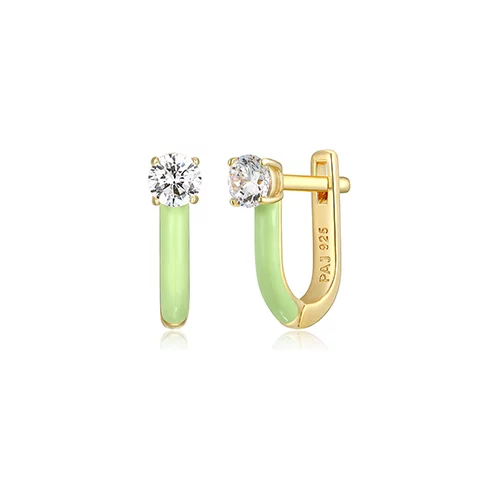 Cotton Candy Collection Diamondlite Cubic Zirconia Enamel U-hoop Earrings - Green