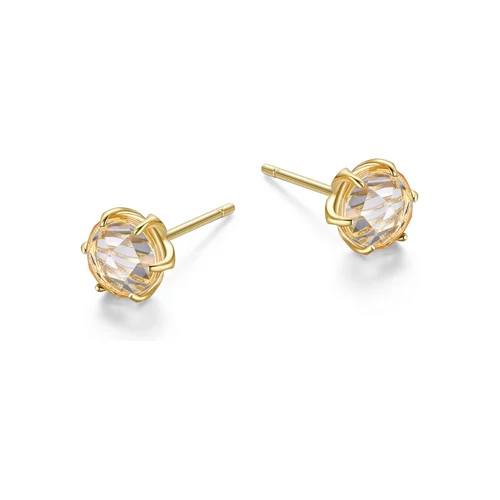 Fleur De Vie Round Genuine Green Amethyst Earrings - Gold