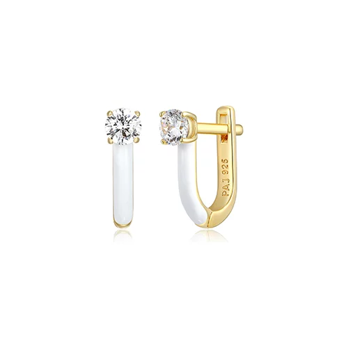 Cotton Candy Collection Diamondlite Cubic Zirconia Enamel U-hoop Earrings - White