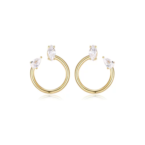 Diamondlite Cubic Zirconia Harmony Pear and Marquise Curved Earrings - Gold