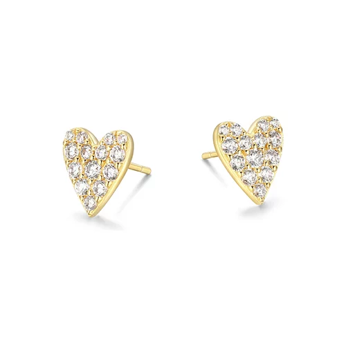 Diamondlite Cubic Zirconia Elongated Heart Stud Earrings - Gold