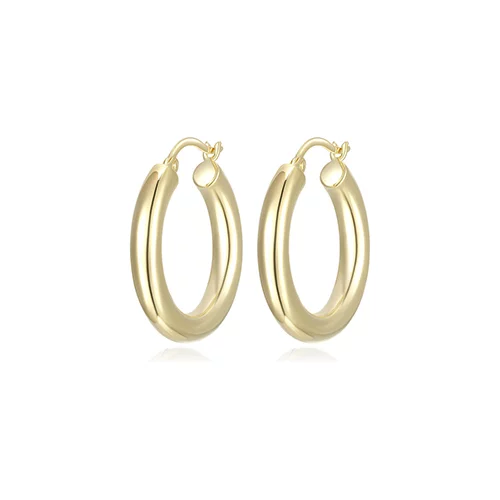25mm Polished Tube Hoop Earrings - Gold