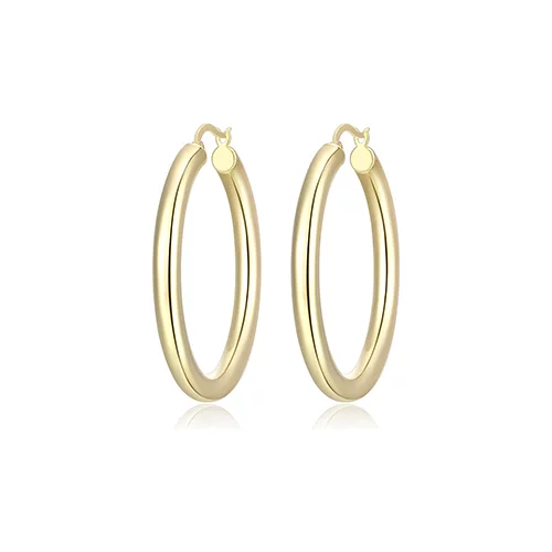 40mm Polished Tube Hoop Earrings - Gold