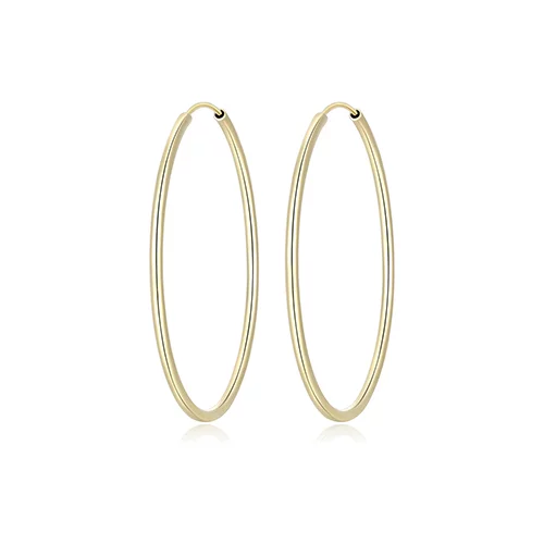 50mm Slim Polished Endless Tube Hoop Earrings - Gold