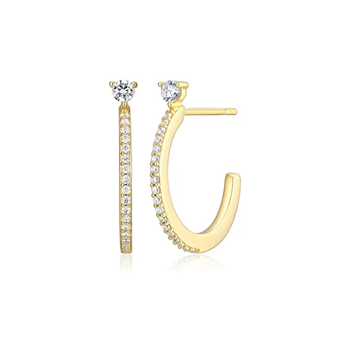 Diamondlite Cubic Zirconia Ultra-fine Pave 19mm Half Hoop Earrings - Gold