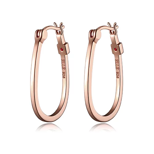 ELLE "Trinity" Sterling Silver Oval Hoop Earrings - Rose Gold