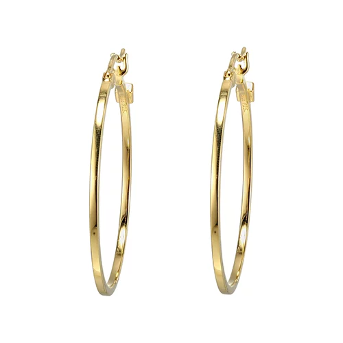 ELLE "Hoops" Sterling Silver 35mm Square Tube Earrings - Gold