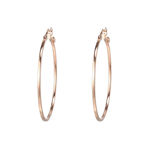 ELLE "Hoops" Sterling Silver 45mm Square Tube Earrings - Rose Gold