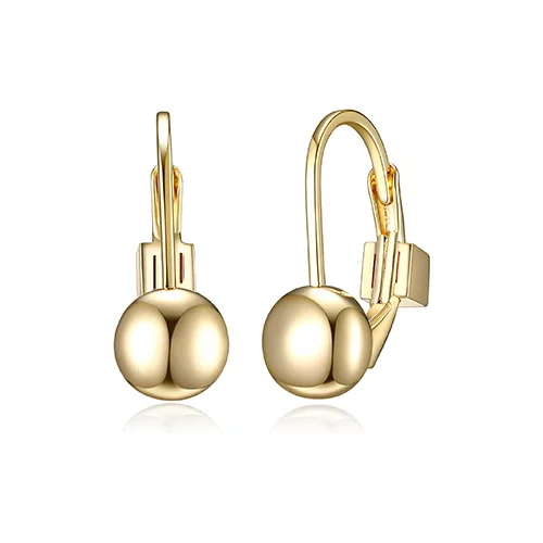 ELLE "Lock & Key" Sterling Silver 6mm Dot Leverback Earrings - Gold