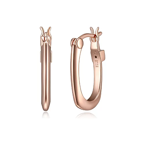 ELLE "Aureole" Sterling Silver Oval Hoop Earrings - Rose Gold