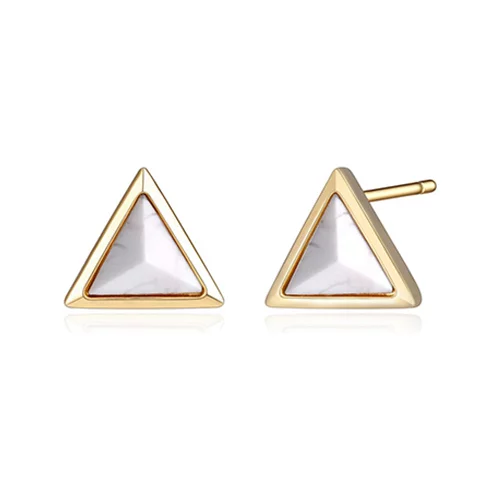 ELLE "Spatial" Sterling Silver Howlite Triangle Stud Earrings - Gold