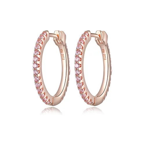ELLE "Stardust" 20mm Hoop Earrings with Clear Cubic Zirconia - Rose Gold