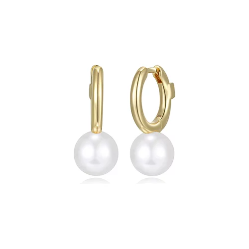 ELLE "Simpatico" 12mm Huggie Hoop with Pearl Earrings - Gold