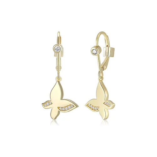 ELLE "Motif" Butterfly with Cubic Zirconia Dangle Earrings - Gold