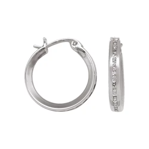 10K Silver Cubic Zirconia Hoop Earrings - 1.0gm