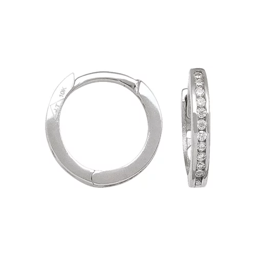 10K Silver Cubic Zirconia Hoop Earrings - 1.1gm