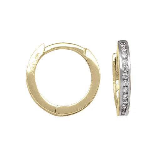 10K Gold Cubic Zirconia Hoop Earrings - 1.1gm