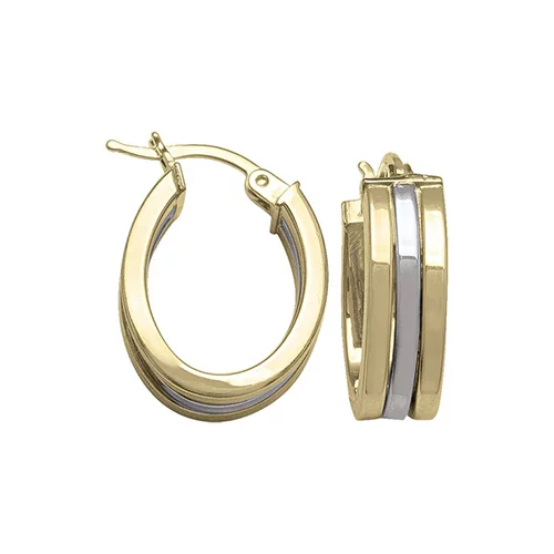 14K Two Tone Gold Hoop Earrings - ECZE133 - 2.9 gm