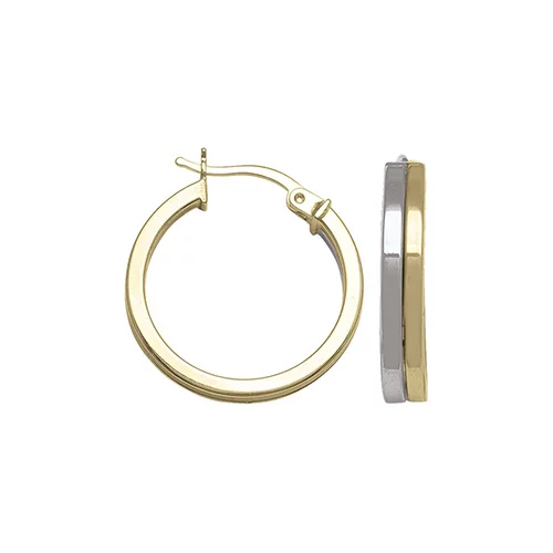 14K Two Tone Gold Hoop Earrings - ECZE134 - 2.4 gm