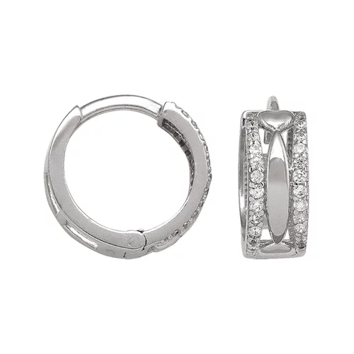 10K Silver Cubic Zirconia Fashion Hoop Earrings - 2.1gm