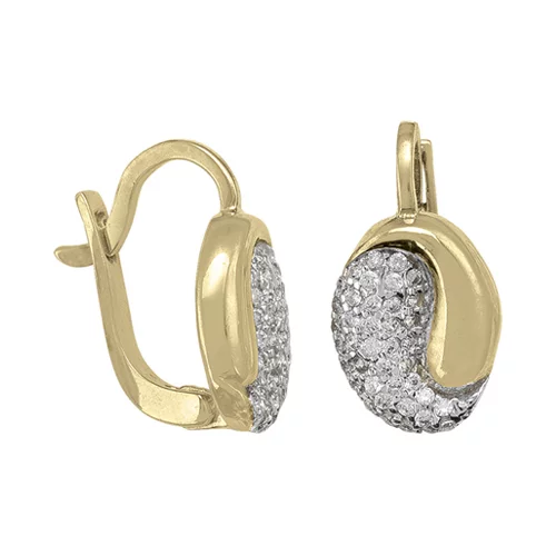 10K Gold Cubic Zirconia Oval Shaped Hoop Earrings - 3.1gm