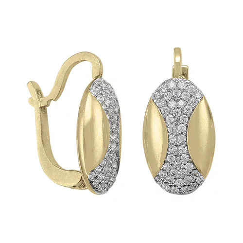 10K Gold Cubic Zirconia Oval Shaped Hoop Earrings