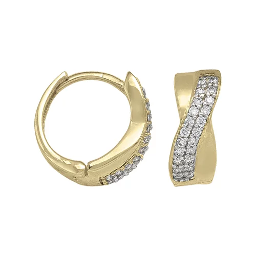 10K Gold Cubic Zirconia Round Hoop Earrings