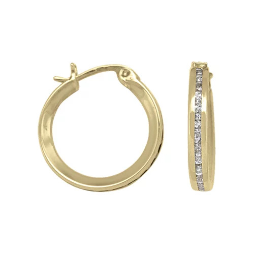 10K Gold Cubic Zirconia Hoop Earrings - 1.17gm