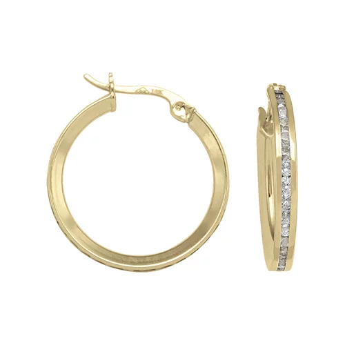 10K Gold Cubic Zirconia Hoop Earrings - 1.5gm