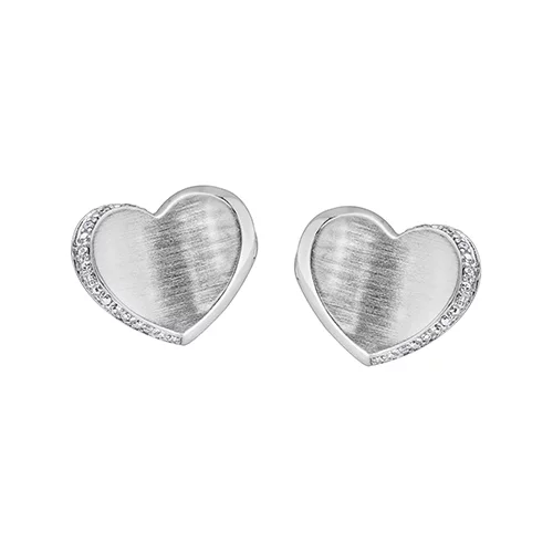 Diamond Heart Stud Earrings in Sterling Silver (0.07 CT. T.W.) - Silver